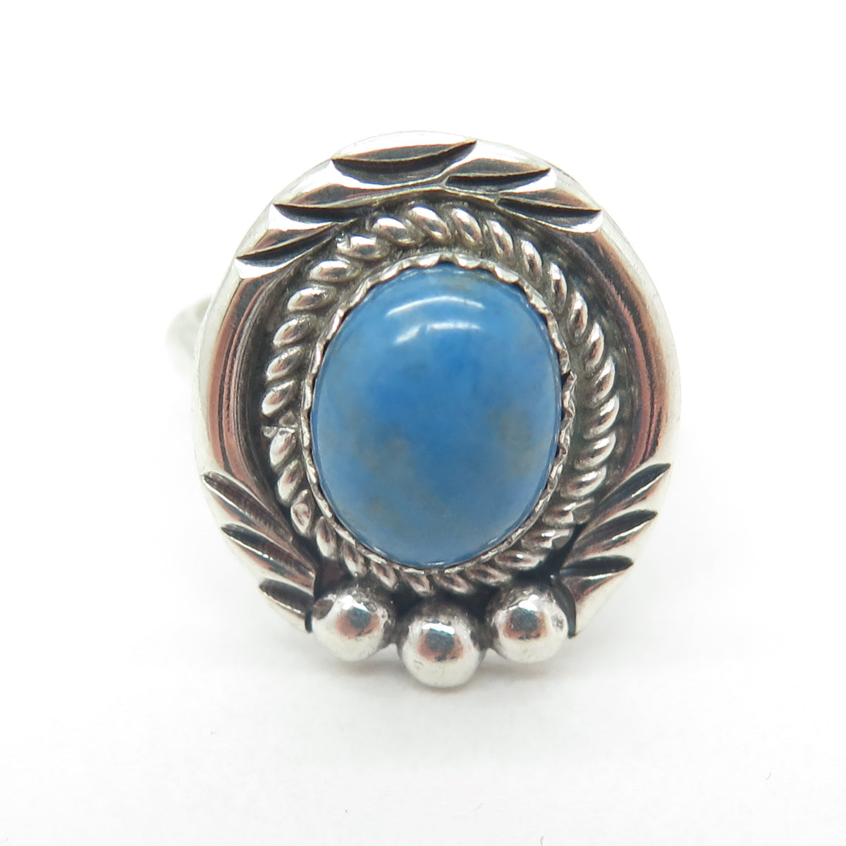 Old Pawn 925 Sterling Silver Vintage Southwestern Real Turquoise Ring Size 6.5