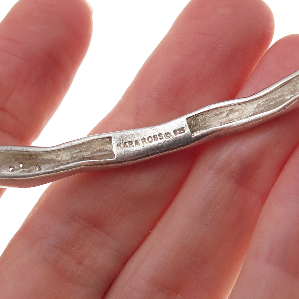 Kara Ross 925 Sterling Silver Round-Cut C Z Bangle Bracelet 8"