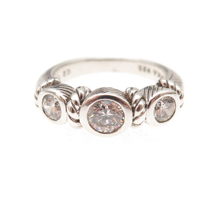 Judith Ripka 925 Sterling Silver Round-Cut C Z Ring Size 7.25