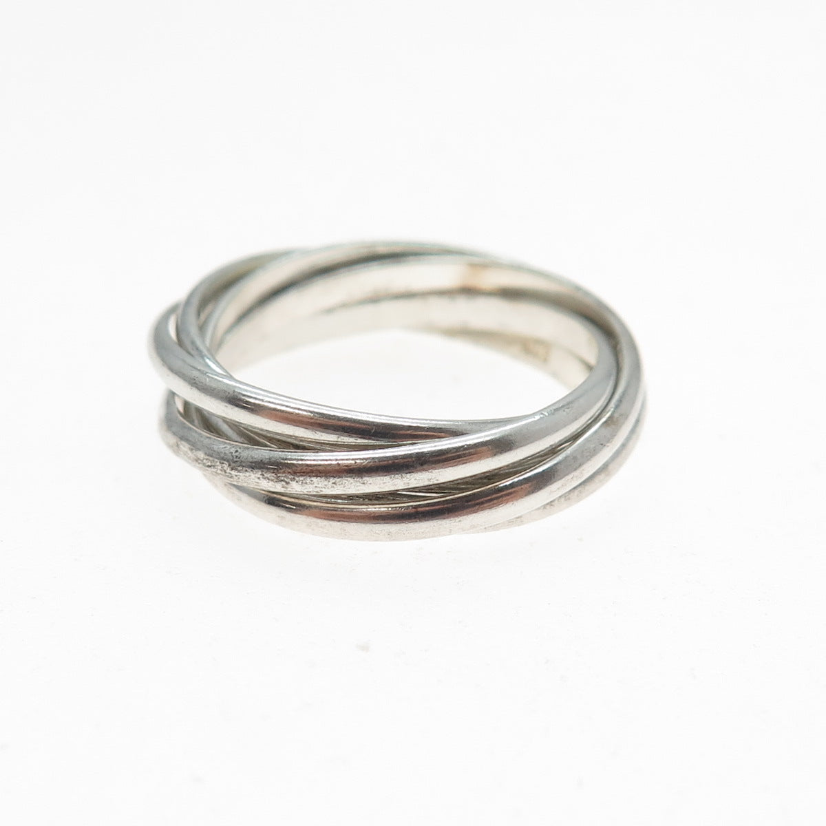 NEVADA 925 Sterling Silver Vintage Interlocked 5-Band Ring Size 8.25