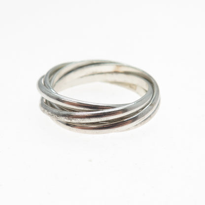 NEVADA 925 Sterling Silver Vintage Interlocked 5-Band Ring Size 8.25