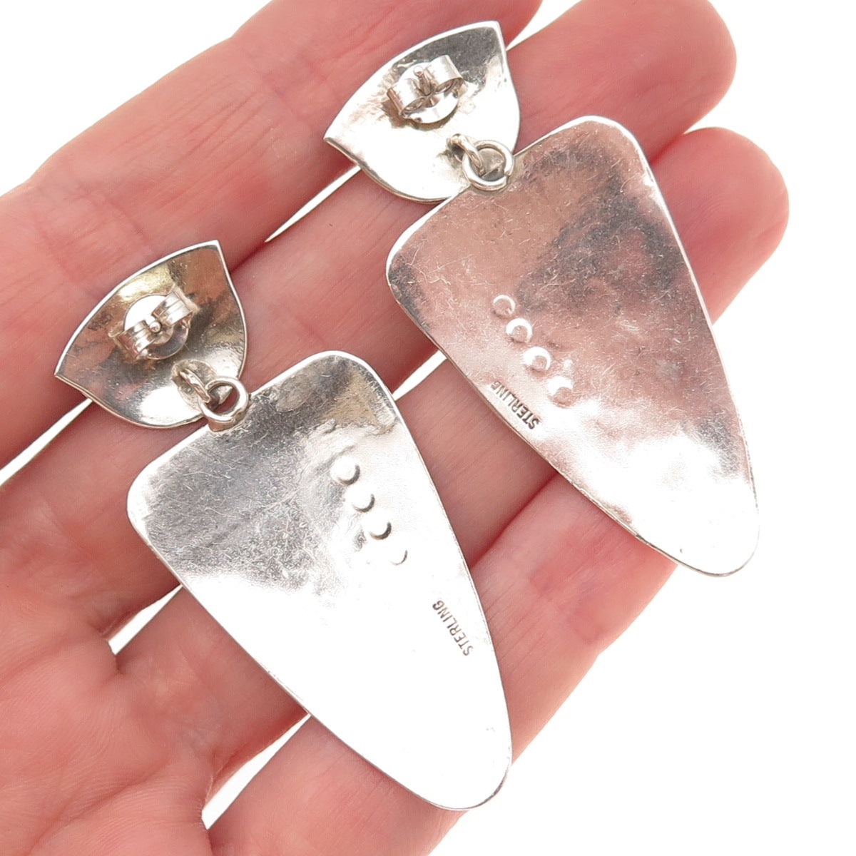 Old Pawn 925 Sterling Silver Vintage Southwestern Kachina Doll Dangle Earrings