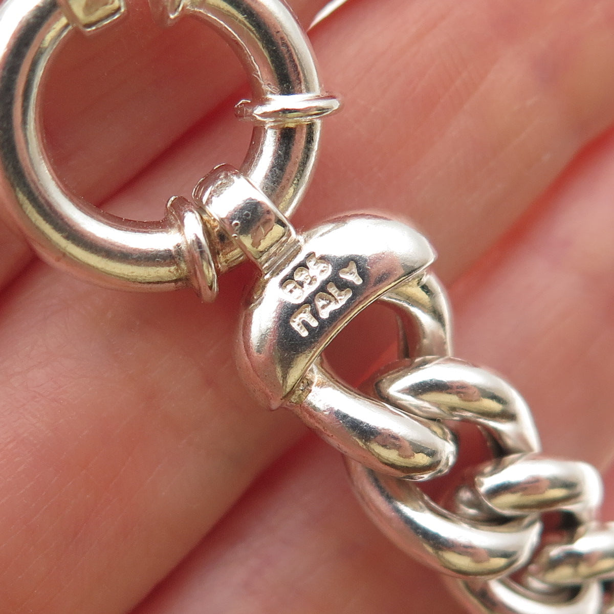 JCM Jacmel Mauritius 925 Sterling Silver Vintage Italy Cuban Link Bracelet 8"