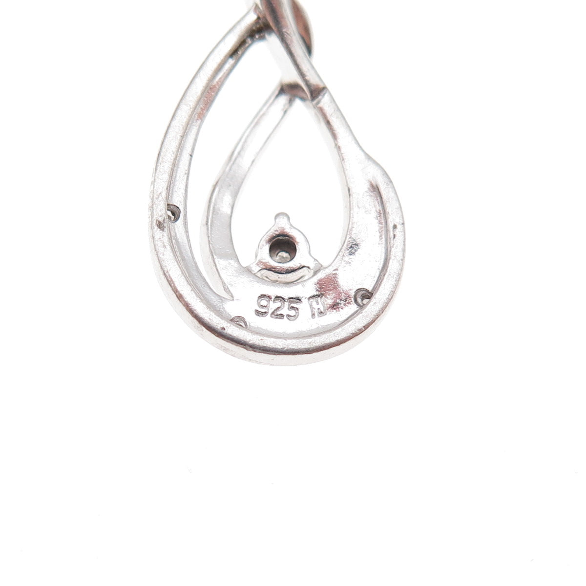 925 Sterling Silver Real Round-Cut Diamond Teardrop Cable Chain Necklace 18"
