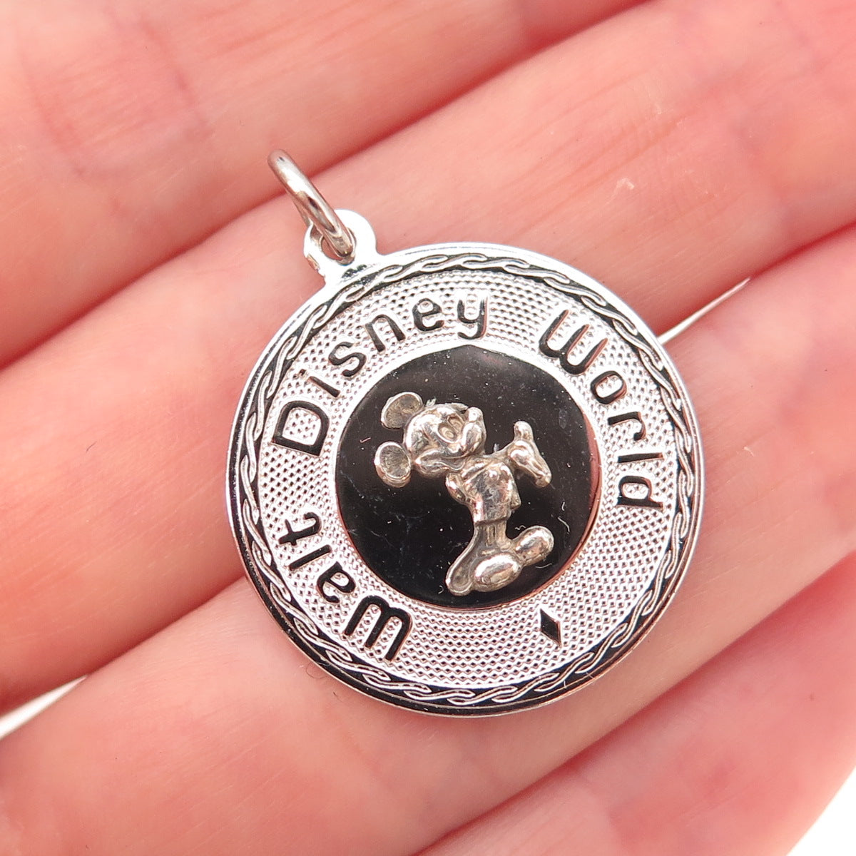 Walt Disney World 925 Sterling Silver Vintage Mickey Mouse Charm Pendant