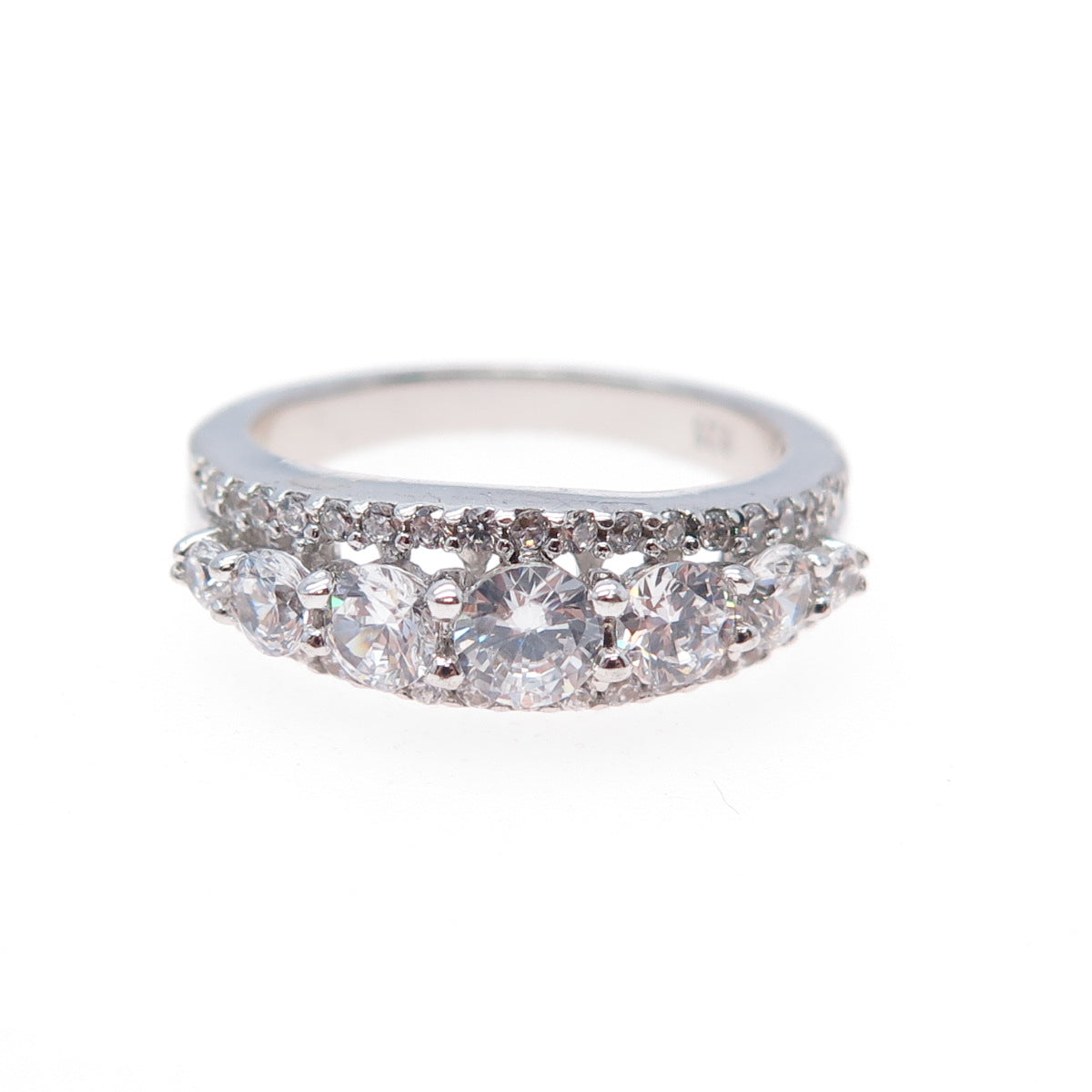 925 Sterling Silver Round-Cut C Z Engagement Ring Size 6
