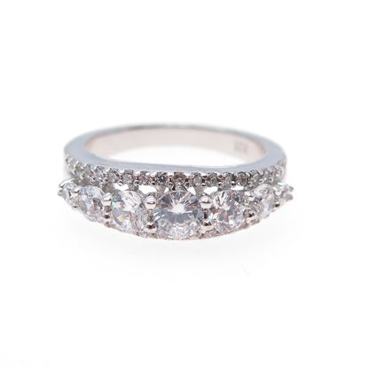 925 Sterling Silver Round-Cut C Z Engagement Ring Size 6