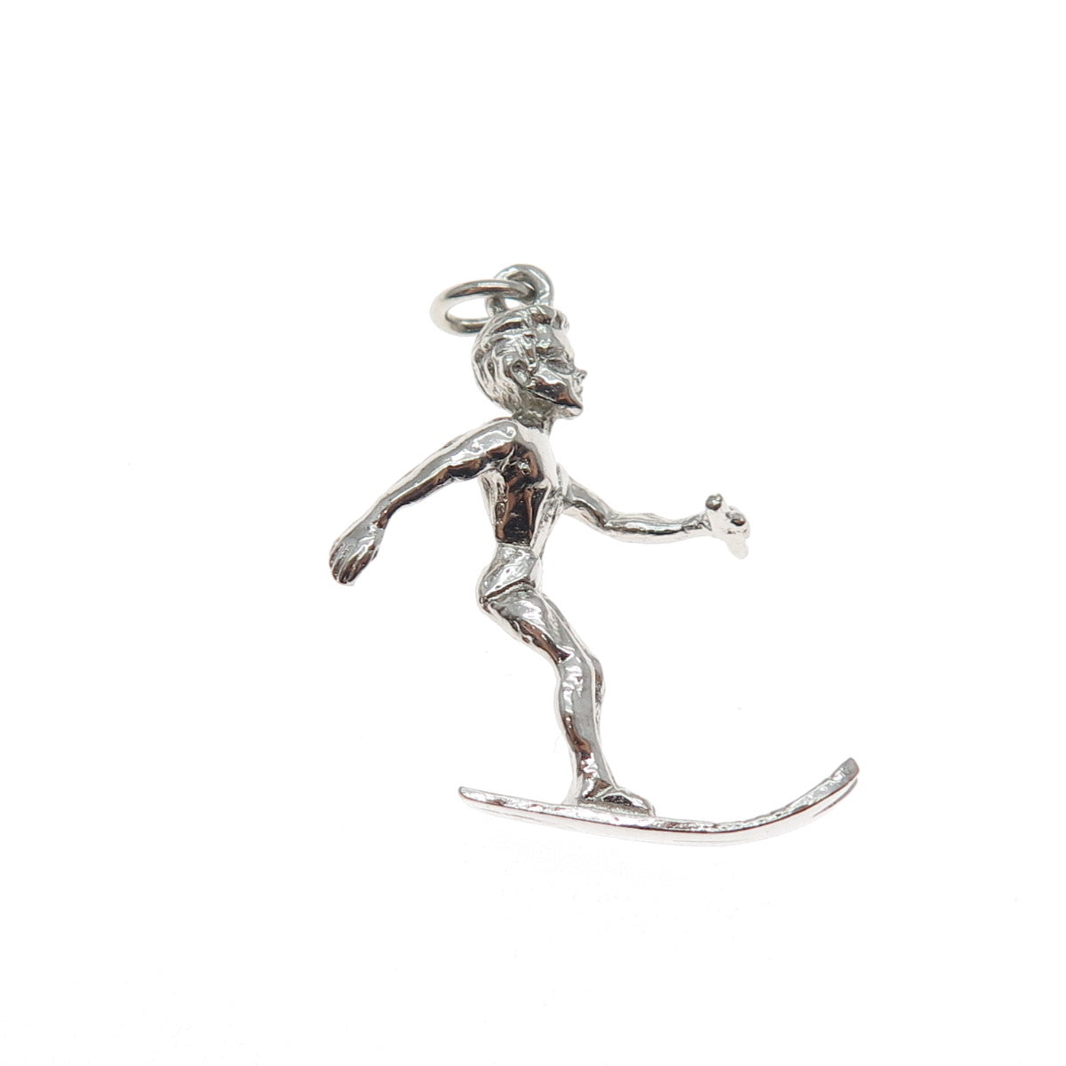 925 Sterling Silver Vintage Waterskier 3D Charm Pendant