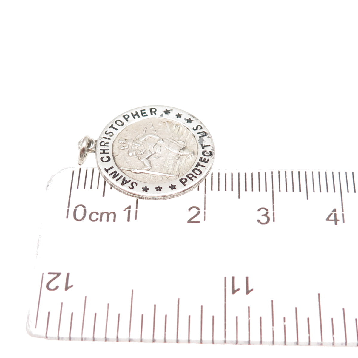 Chapel 925 Sterling Silver Vintage St. Christopher Religious Mini Charm Pendant
