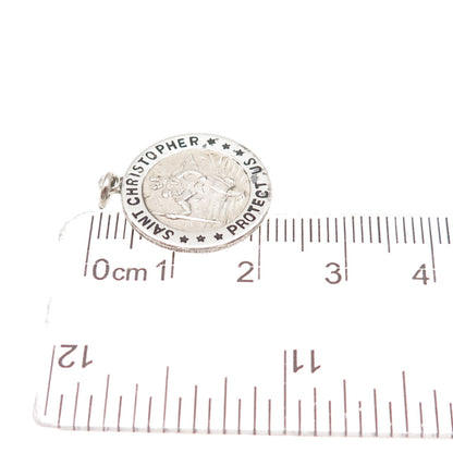 Chapel 925 Sterling Silver Vintage St. Christopher Religious Mini Charm Pendant