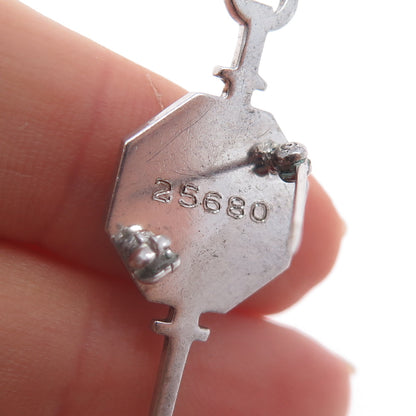 925 Sterling Silver Antique Real Ruby National Forensics League Key Pin Brooch