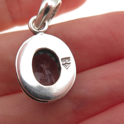 Silpada 925 Sterling Silver Vintage Real Oval-Cut Blue Topaz Charm Pendant