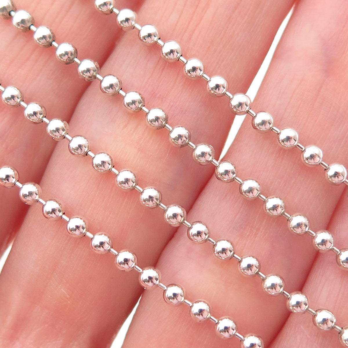 TIFFANY & CO. 925 Sterling Silver Vintage Ball Beaded Chain Necklace 32"