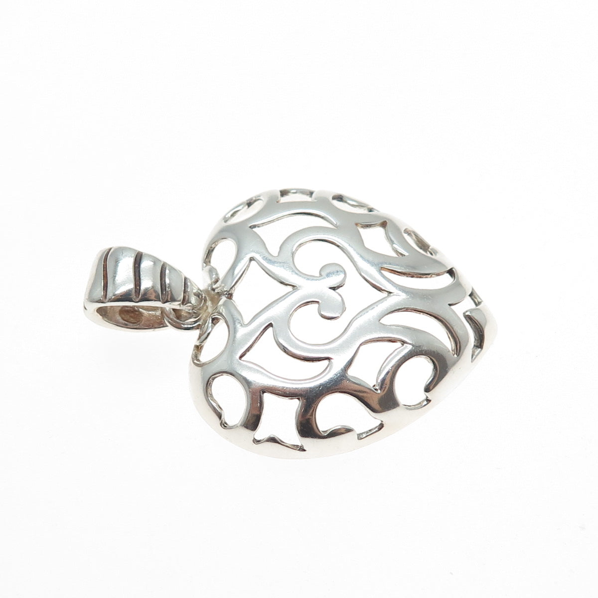 MILOR 925 Sterling Silver Vintage Italy Ornate Heart Charm Pendant