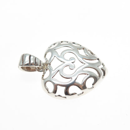MILOR 925 Sterling Silver Vintage Italy Ornate Heart Charm Pendant