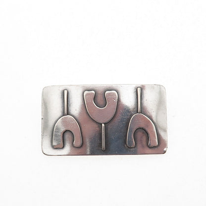 Old Pawn Sterling Silver Vintage Southwestern Native Symbol Tribal Pin Brooch