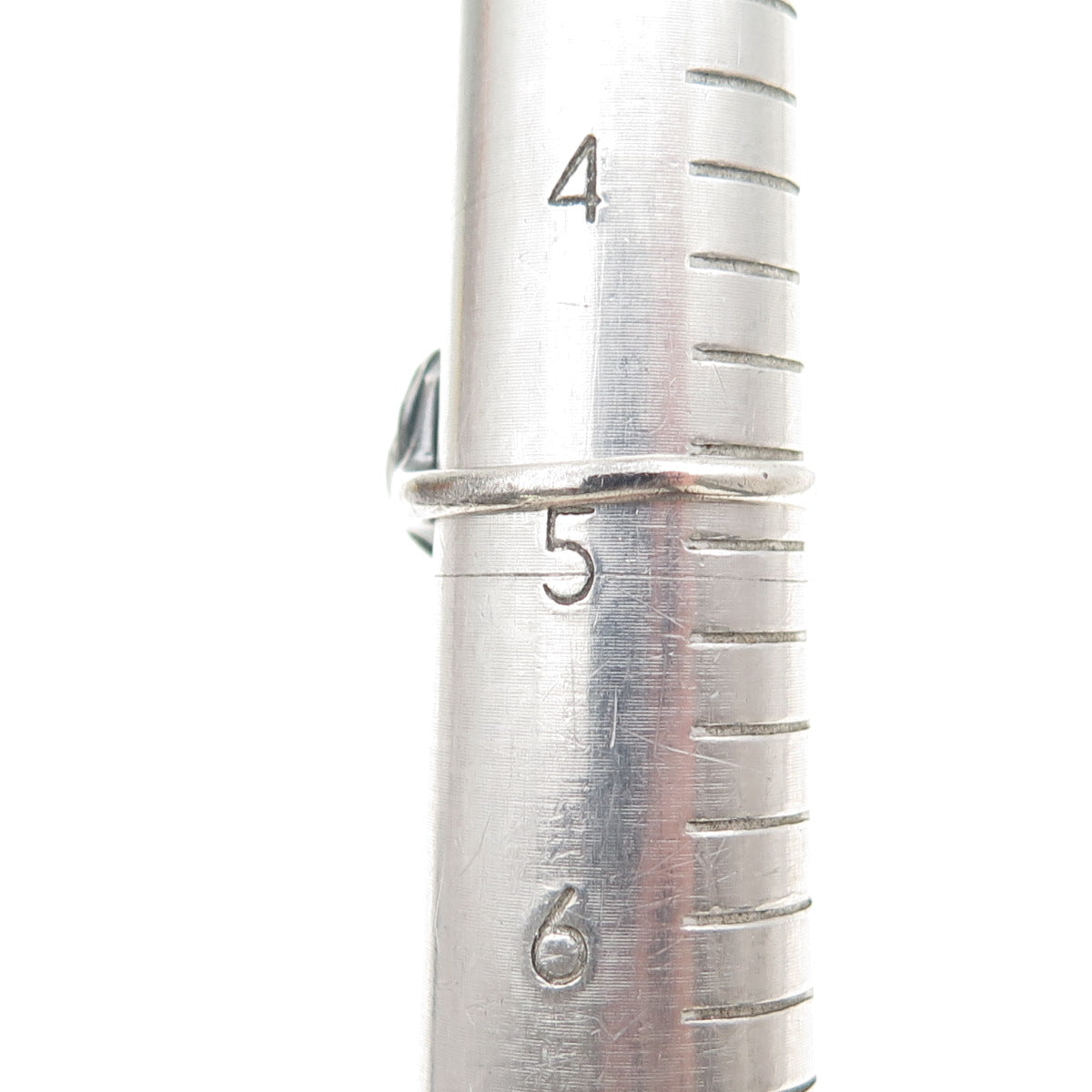 925 Sterling Silver Vintage Modernist Heart Oxidized Ring Size 4.75