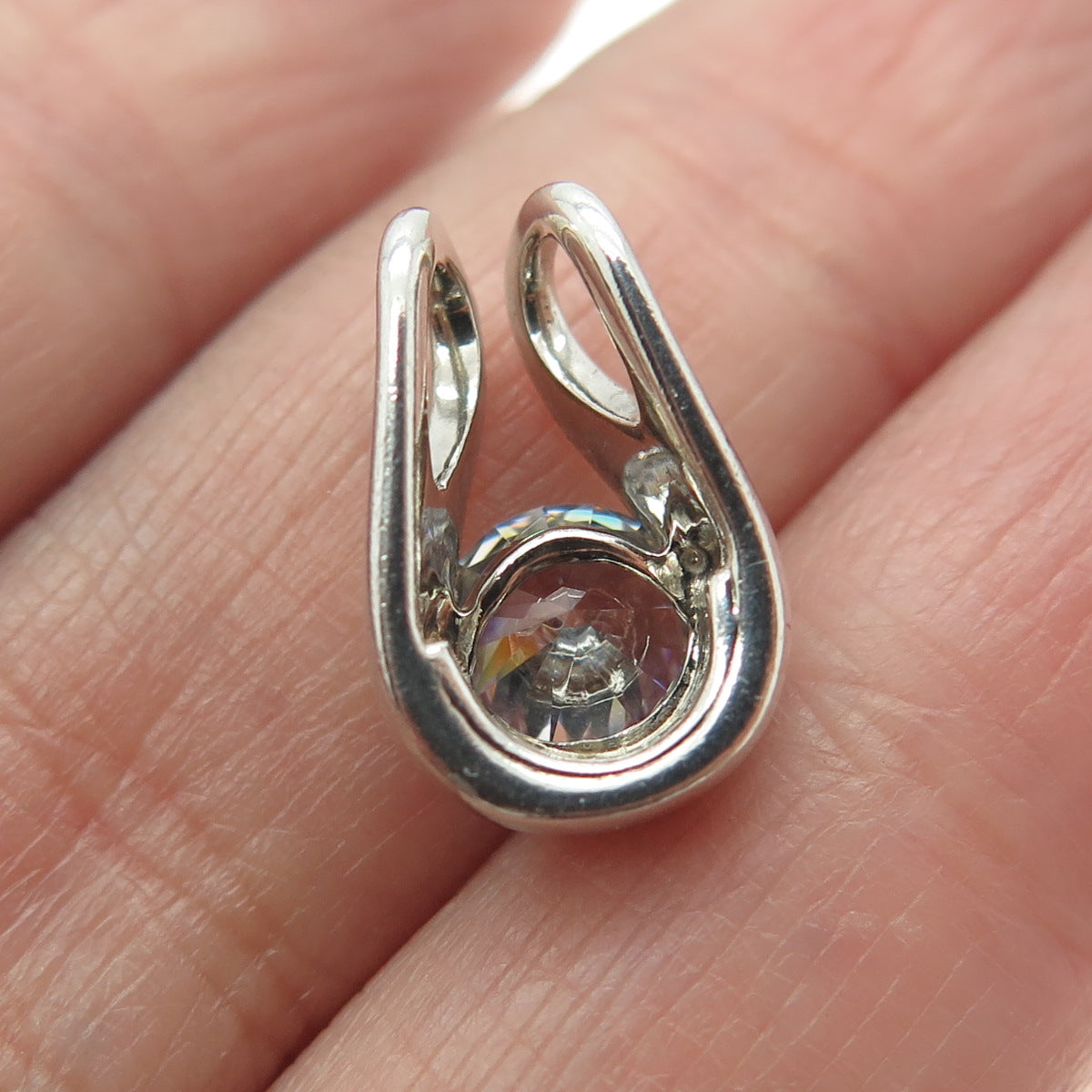 925 Sterling Silver Round-Cut Shaped C Z Slide Pendant