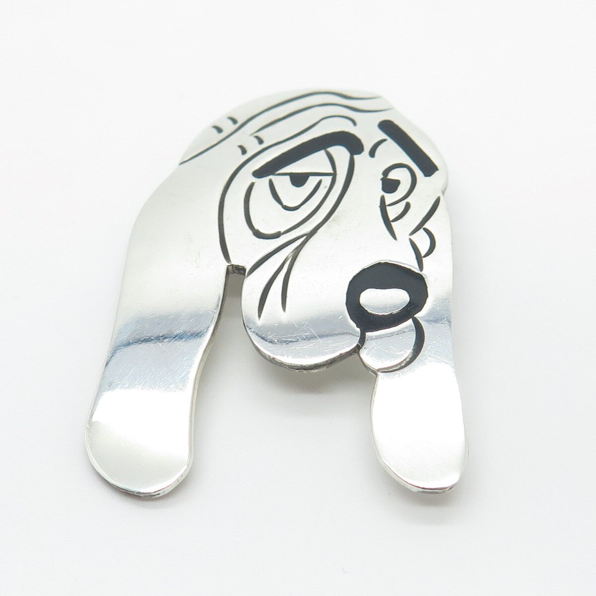 925 Sterling Silver Vintage Mexico Enamel Dog Pin Brooch