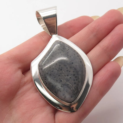 925 Sterling Silver Vintage Jay King Desert Rose Real Fossil Abstract Pendant