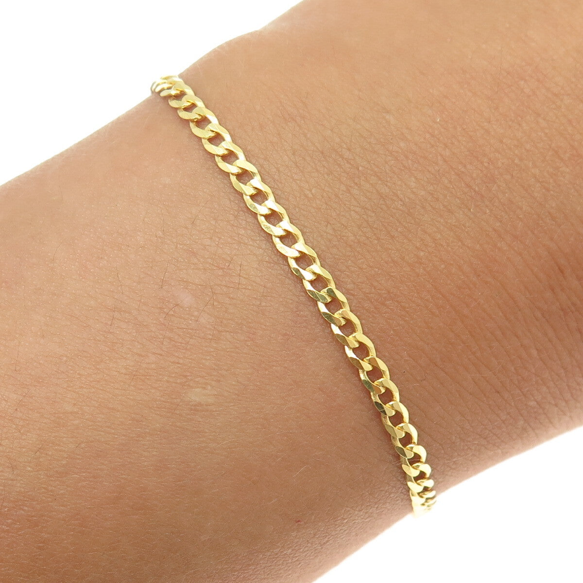 P. LUX 925 Sterling Silver Gold Plated Italy Curb Link Bracelet 8.25"