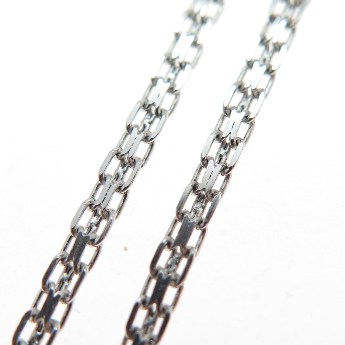 925 Sterling Silver Real Diamond Twisted Bar Bismark Chain Necklace 18"