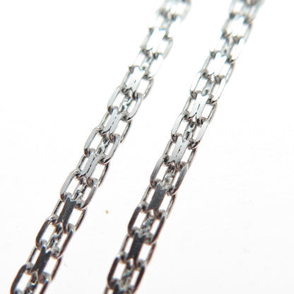 925 Sterling Silver Real Diamond Twisted Bar Bismark Chain Necklace 18"