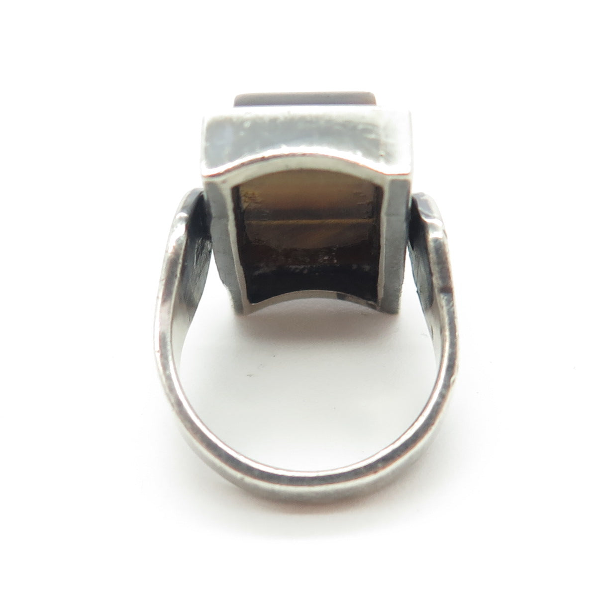 925 Sterling Silver Vintage Real Tiger Eye Gemstone Ring Size 8.25