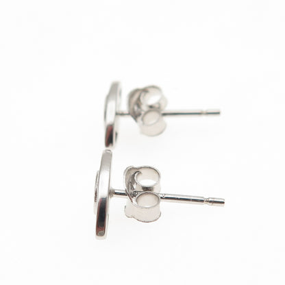 925 Sterling Silver Round-Cut C Z Evil's Eye Stud Earrings
