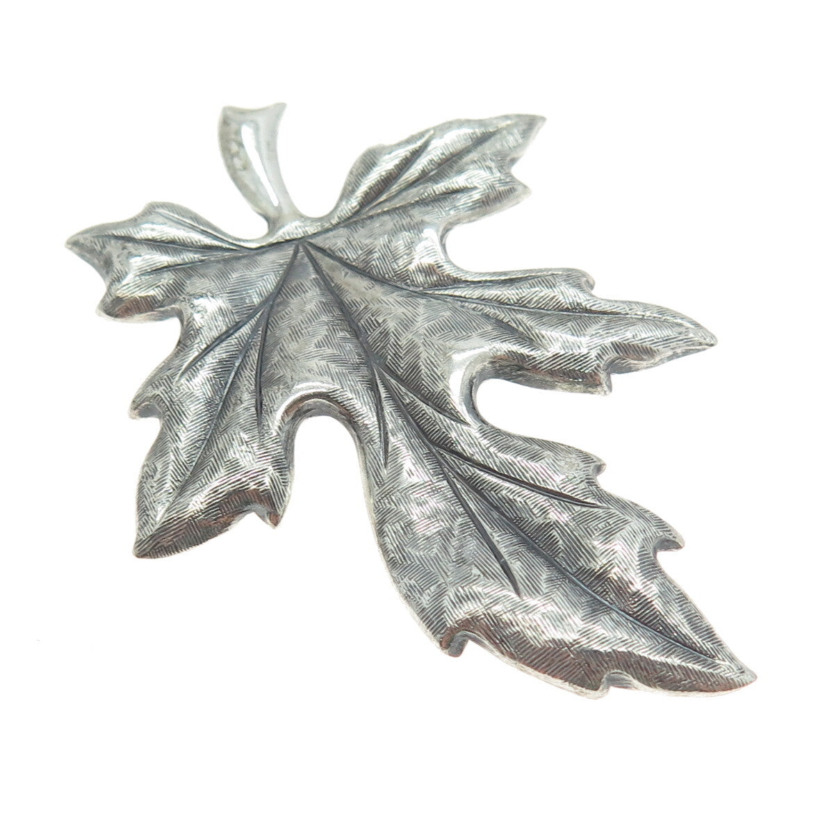 925 Sterling Silver Antique Art Deco Maple Leaf Textured Pin Brooch