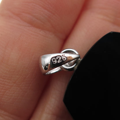 925 Sterling Silver Real Black Onyx & C Z Modernist Charm Pendant