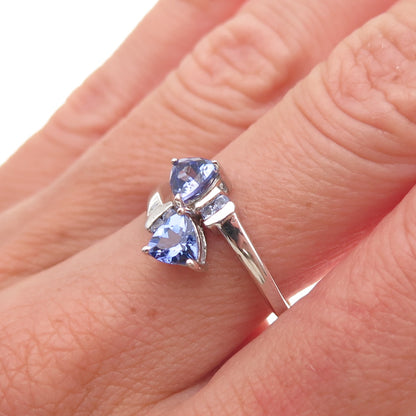 Chuck Clemency 925 Sterling Silver Real Tanzanite Bypass Ring Size 7.25