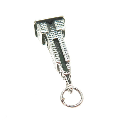 925 Sterling Silver Vintage Empire State Building Minimalist 3D Charm Pendant