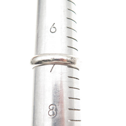 925 Sterling Silver Vintage Real MOP Modernist Oxidized Ring Size 7