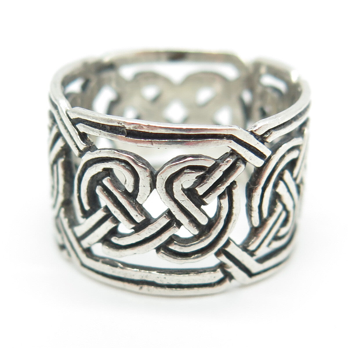 925 Sterling Silver Vintage Viking / Celtic Knot Band Ring Size 7.25