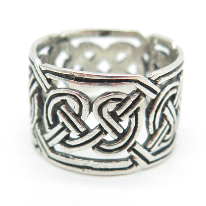 925 Sterling Silver Vintage Viking / Celtic Knot Band Ring Size 7.25
