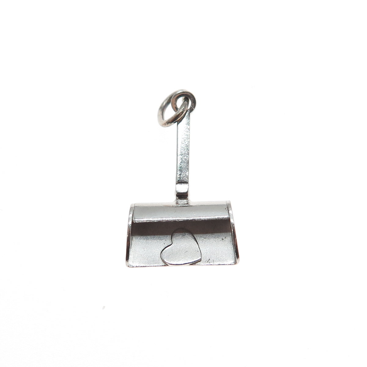 925 Sterling Silver Antique Art Deco Heart Shovel / Scoop Mini Charm Pendant
