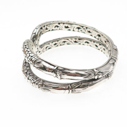 Sarda 925 Sterling Silver Vintage Kali Dotted Bamboo Bracelet 6.75"