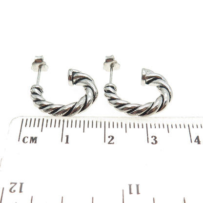 925 Sterling Silver Vintage Twisted Half Hoop Earrings