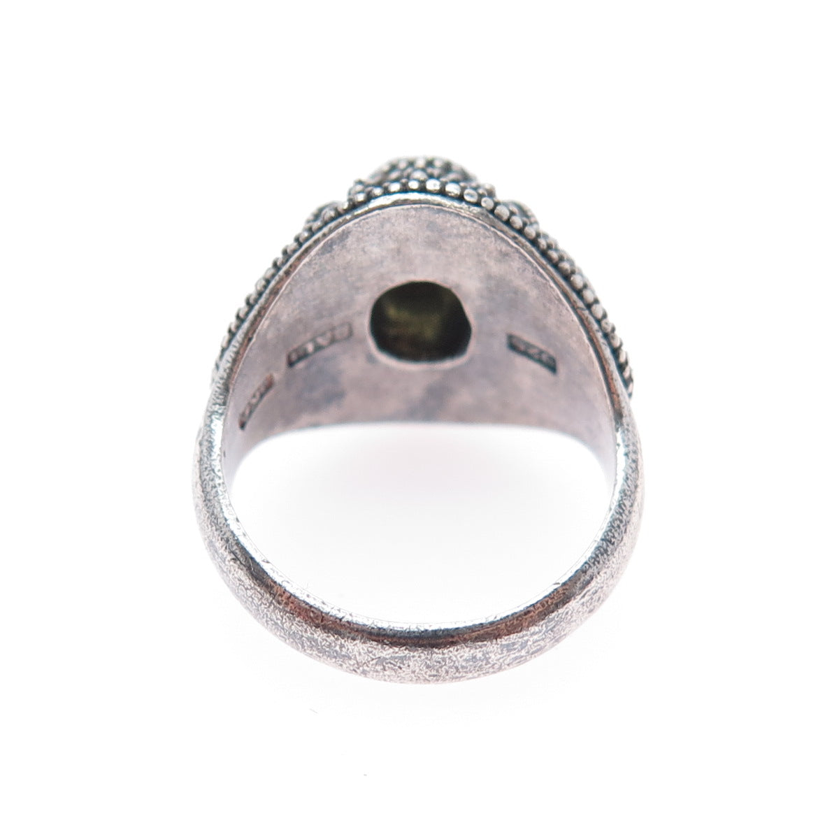 OKA BALI Sterling Silver Vintage Real Citrine Granulated Oxidized Ring Size 6.25