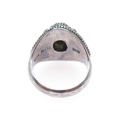 OKA BALI Sterling Silver Vintage Real Citrine Granulated Oxidized Ring Size 6.25