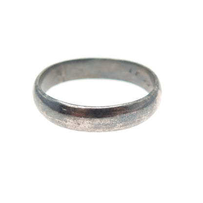 925 Sterling Silver Vintage Mexico Classic Wedding Oxidized Band Ring Size 11.25