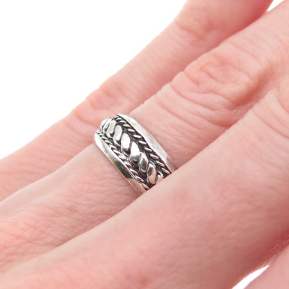 925 Sterling Silver Vintage Twisted Rope Oxidized Band Ring Size 5.75