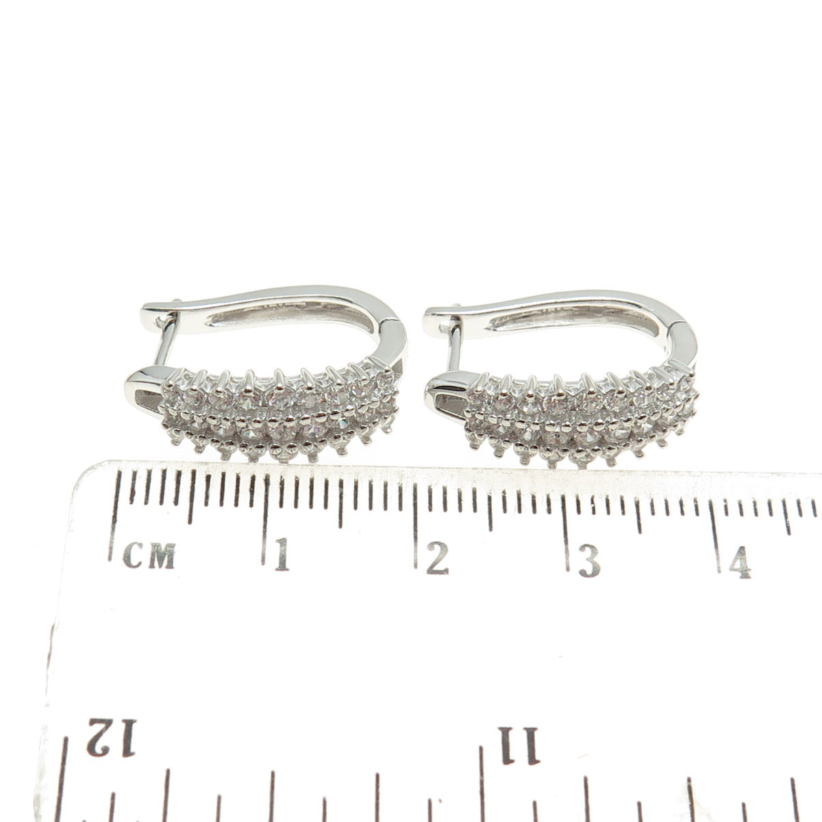 925 Sterling Silver Round-Cut C Z Sparkle Earrings