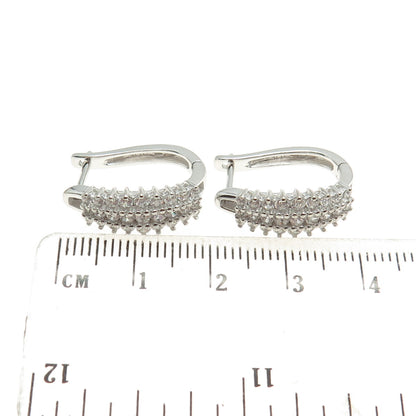 925 Sterling Silver Round-Cut C Z Sparkle Earrings