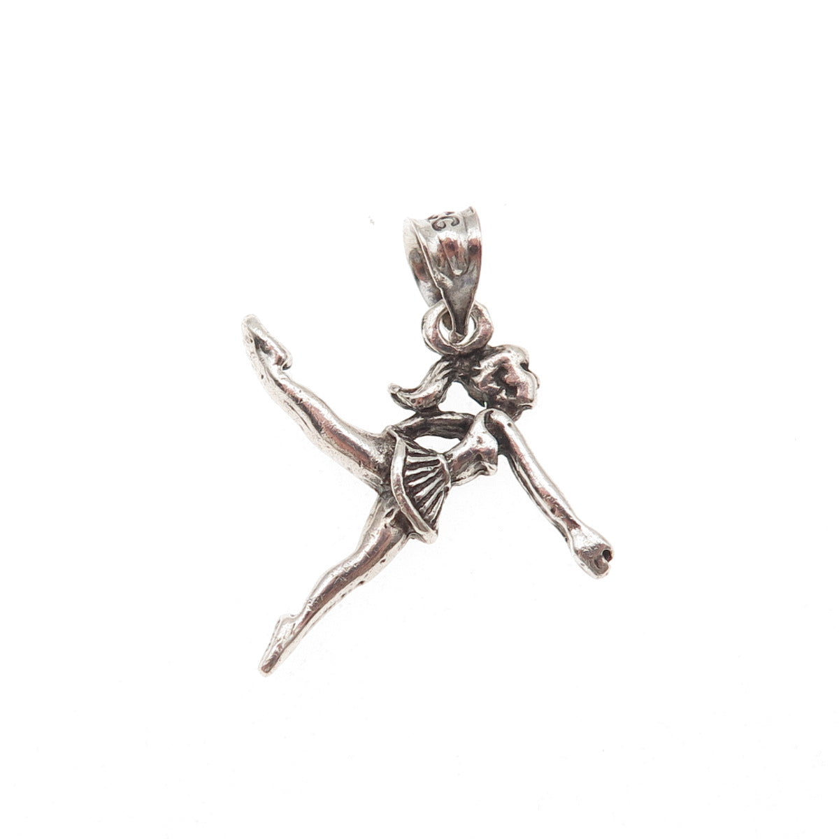 925 Sterling Silver Vintage Cheerleader Oxidized Charm Pendant