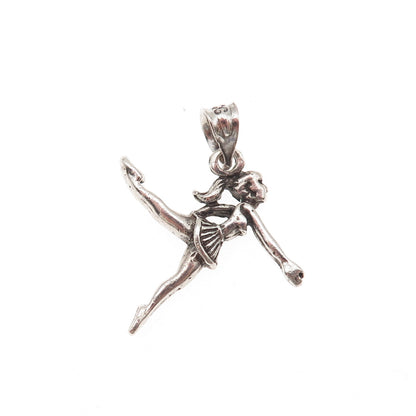 925 Sterling Silver Vintage Cheerleader Oxidized Charm Pendant