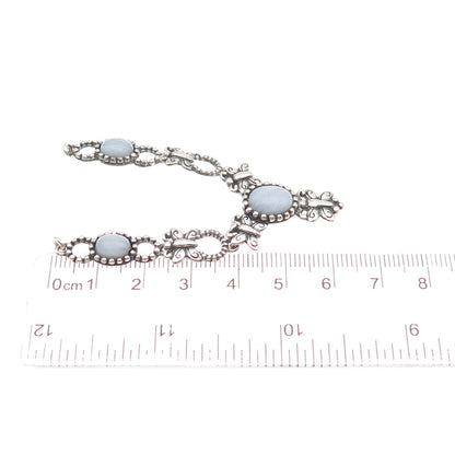 Carolyn Pollack Sterling Vintage Real Lace Agate Butterfly Necklace Centerpiece