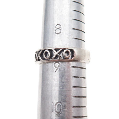 Wheeler Mfg 925 Sterling Silver Vintage XO Hugs & Kisses Oxidized Ring Size 9