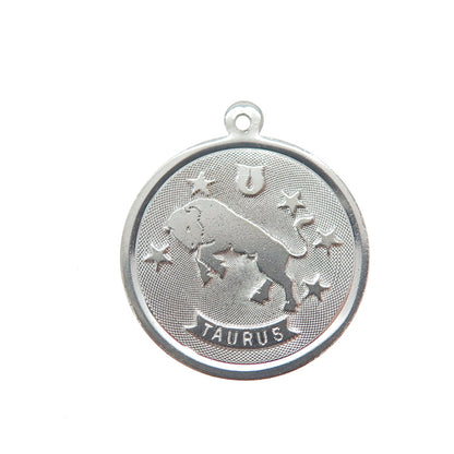 925 Sterling Silver Vintage Taurus Zodiac Sign Charm Pendant